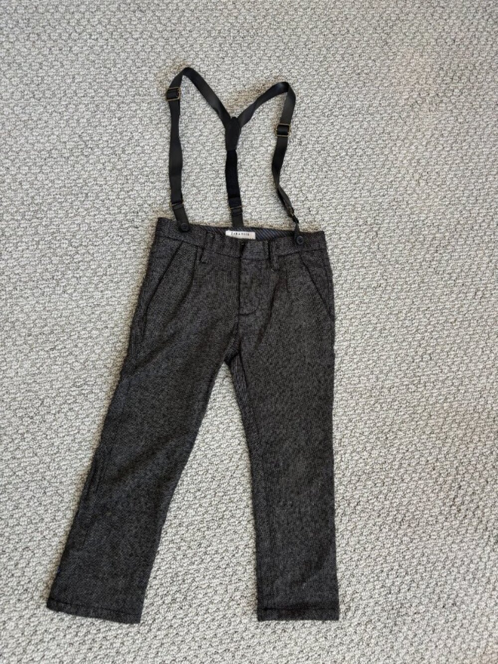 ZARA Boys Pants With Suspenders Straight Leg Toddler Size 3-4